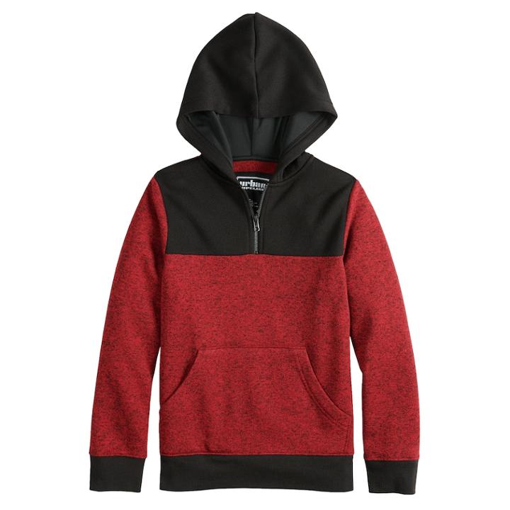 Boys 8-20 Urban Pipeline&reg; Quarter-zip Pull-over Hoodie, Size: Medium, Red