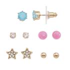 Lc Lauren Conrad Simulated Crystal Nickel Free Star Stud Earring Set, Women's, Multicolor