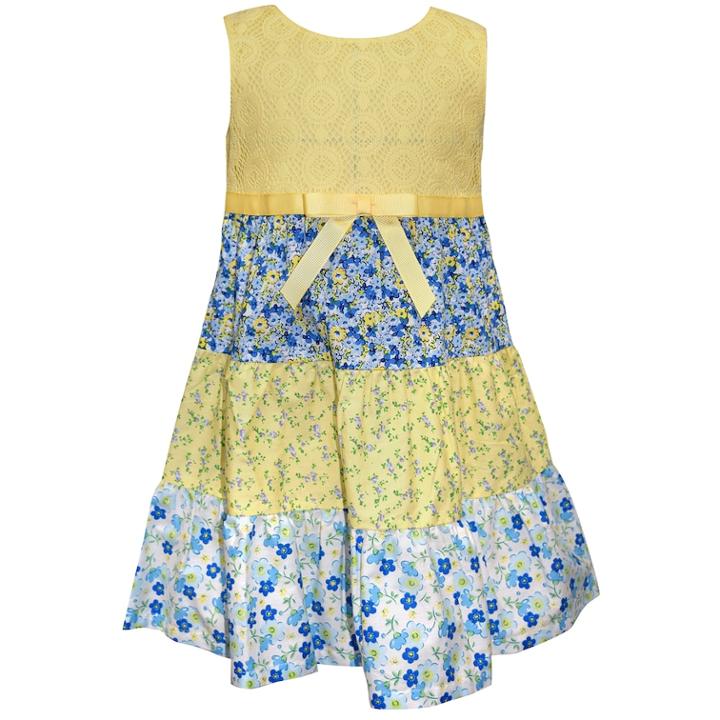 Girls 4-6x Blueberi Boulevard Floral Tiered Sundress, Size: 5, Yellow