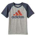 Boys 4-7x Adidas Climalite Net Logo Raglan Tee, Boy's, Size: 7, Dark Grey