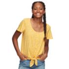 Juniors' So&reg; Print Knot-front Tee, Teens, Size: Medium, Drk Yellow