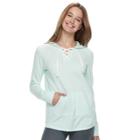 Juniors' So&reg; Lace-up Tunic Hoodie, Teens, Size: Xs, Brt Green