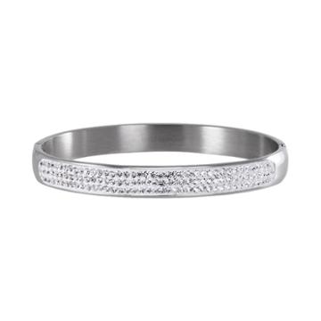 Silver Radiance Crystal Stainless Steel Bangle Bracelet, Women's, White