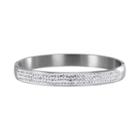 Silver Radiance Crystal Stainless Steel Bangle Bracelet, Women's, White