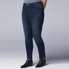 Plus Size Simply Vera Vera Wang Super Skinny Jeans, Women's, Size: 20 W, Dark Blue