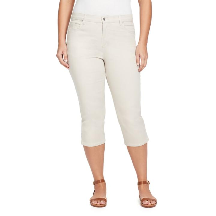 Plus Size Gloria Vanderbilt Amanda Twill Capris, Women's, Size: 24 W, Brown
