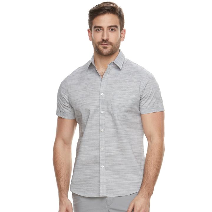 Men's Apt. 9&reg; Premier Flex Slim-fit Stretch Woven Button-down Shirt, Size: Xl Slim, Black