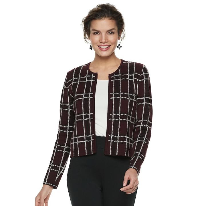 Women's Elle&trade; Print Cardigan Jacket, Size: Small, Red