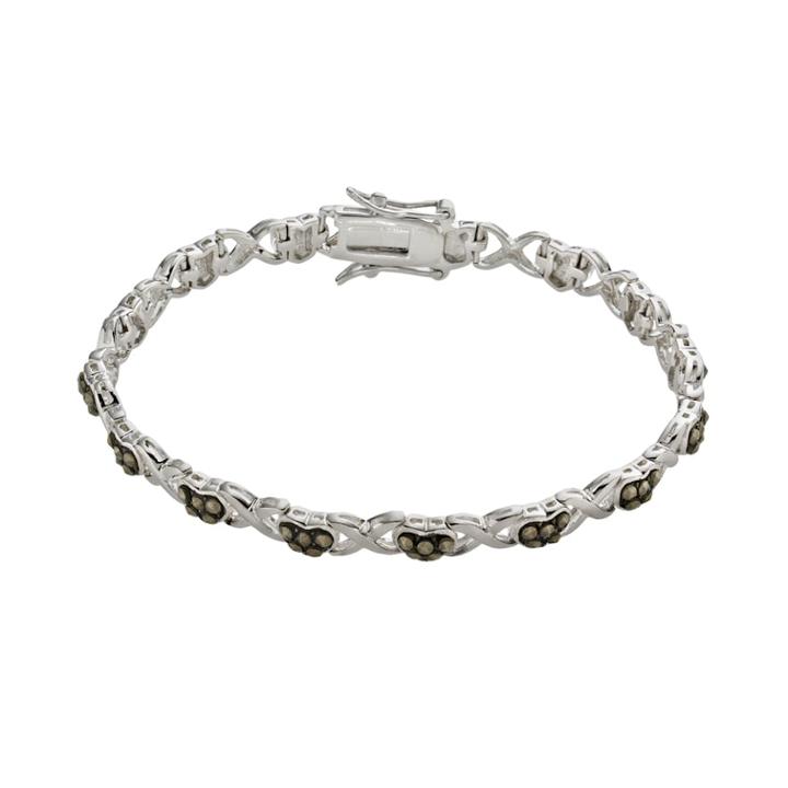 Sterling Silver Marcasite Love And Kisses Bracelet, Women's, Size: 7, Grey