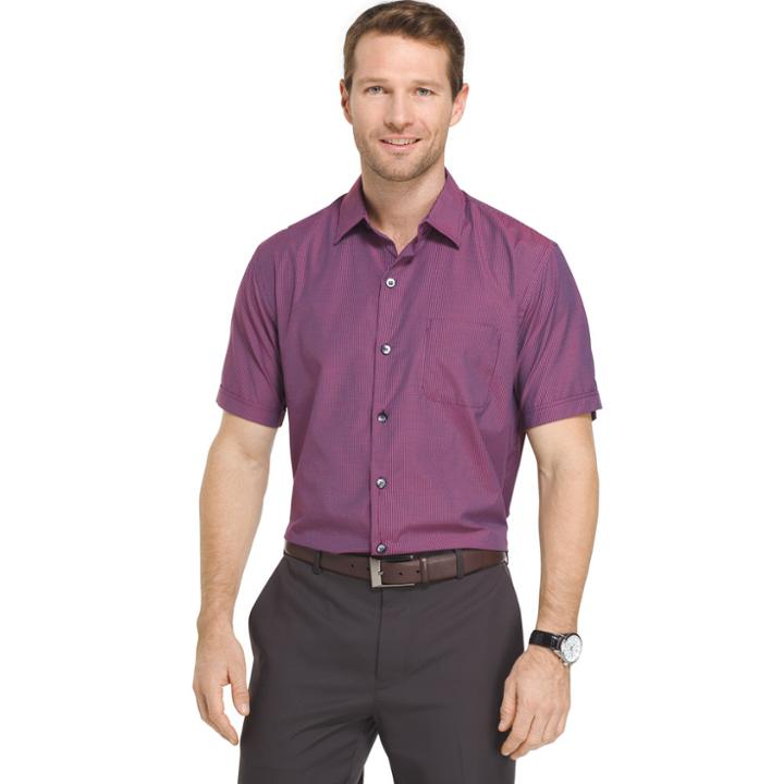 Big & Tall Van Heusen Air Wovens Classic-fit Poplin Performance Button-down Shirt, Men's, Size: Xl Tall, Red Other