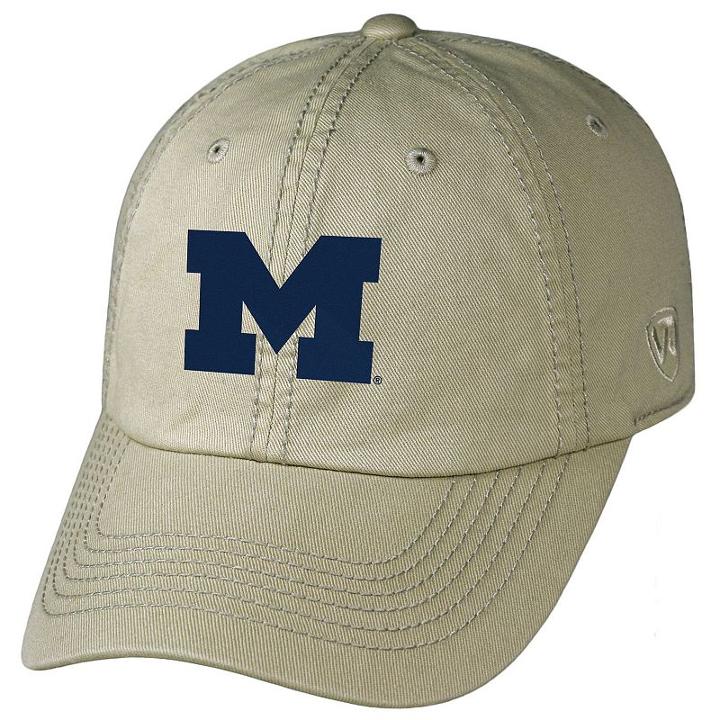 Adult Top Of The World Michigan Wolverines Crew Adjustable Cap, Men's, Beig/green (beig/khaki)