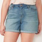 Plus Size Lc Lauren Conrad Rolled Denim Shorts, Women's, Size: 20 W, Blue