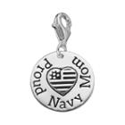 Personal Charm Sterling Silver Proud Navy Mom Charm, Women's