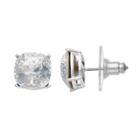Brilliance Silver Plated Stud Earrings With Swarovski Crystals, Women's, White