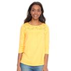 Petite Sonoma Goods For Life&trade; Eyelet Scoopneck Tee, Women's, Size: Xl Petite, Med Yellow