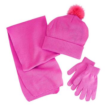Berkshire, Girls 4-16 3-pc. Solid Scarf, Hat & Gloves Set, Girl's, Pink