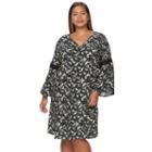 Plus Size Design 365 Printed Eyelet Swing Dress, Women's, Size: 2xl, Dark Green