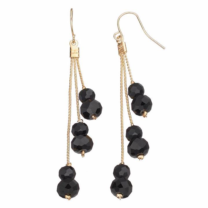 Apt. 9&reg; Black Bead Tiered Drop Earrings, Women's, Oxford