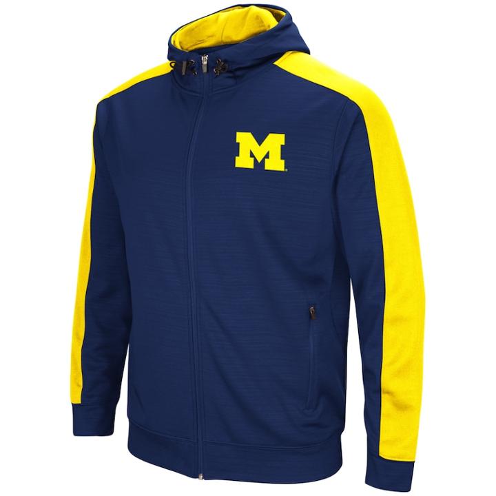 Men's Michigan Wolverines Setter Full-zip Hoodie, Size: Xl, Blue (navy)