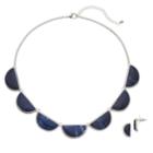 Half-circle Link Necklace & Nickel Free Stud Earring Set, Women's, Blue