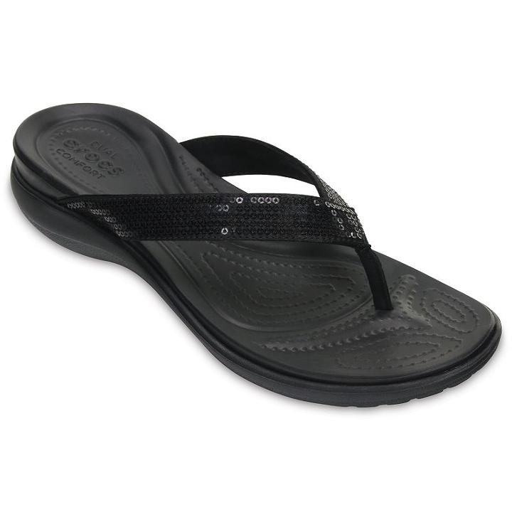 Crocs Capri V Women's Sequin Sandals, Size: 7, Black