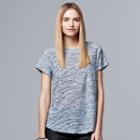Women's Simply Vera Vera Wang Windy Space-dye Jacquard Tee, Size: Xs, Med Grey