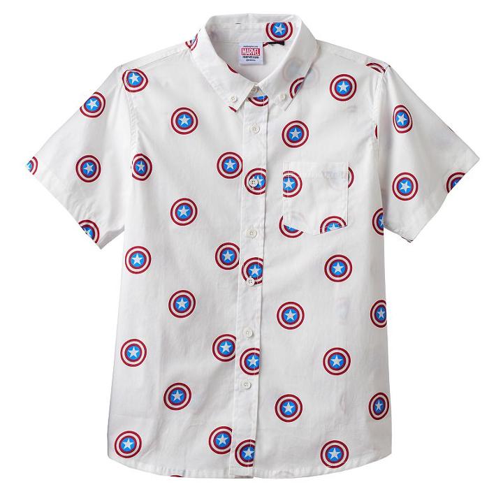 Boys 8-20 Marvel Captain America Button-down Shirt, Boy's, Size: Small, White