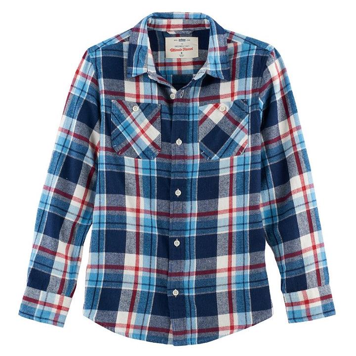 Boys 8-20 Urban Pipeline&reg; Ultimate Regular-fit 2-pocket Flannel Button-down Shirt, Size: Medium, Dark Blue