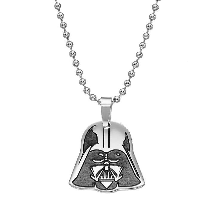 Star Wars Stainless Steel Darth Vader Pendant Necklace, Boy's, Black