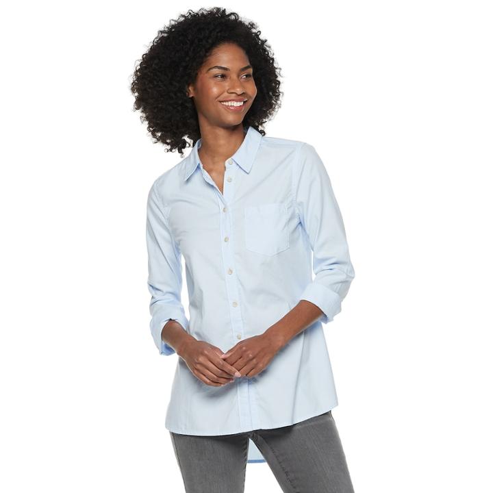Women's Sonoma Goods For Life™ Essential Poplin Shirt, Size: Xxl, Light Blue