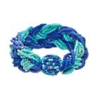 Blue Seed Bead Braided Stretch Bracelet, Women's