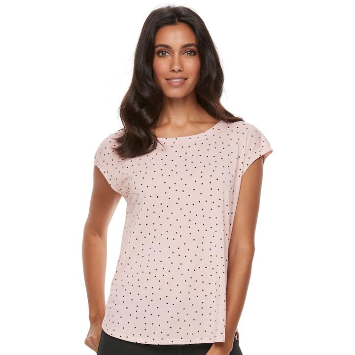 Women's Elle&trade; Printed Crepe Top, Size: Medium, Light Pink