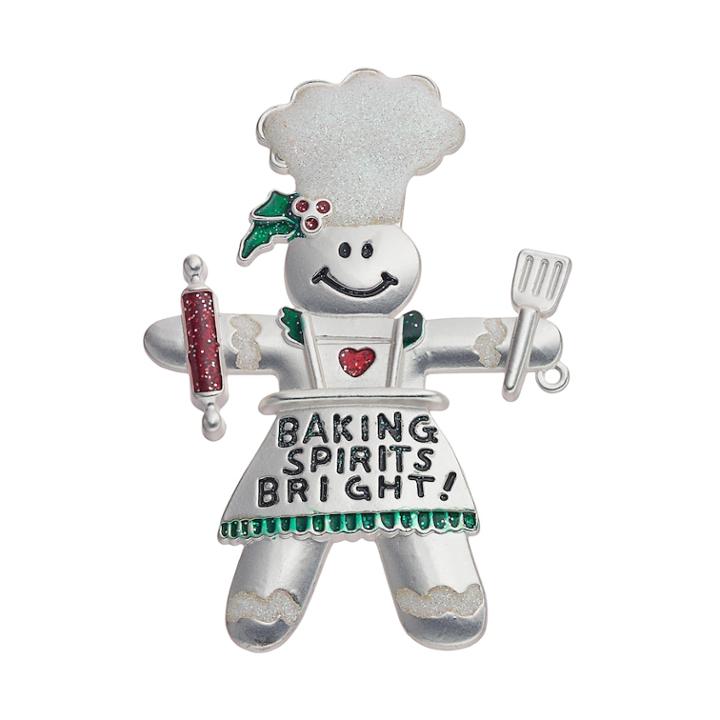 Gingerbread Man Baking Spirits Bright! Pin, Multicolor