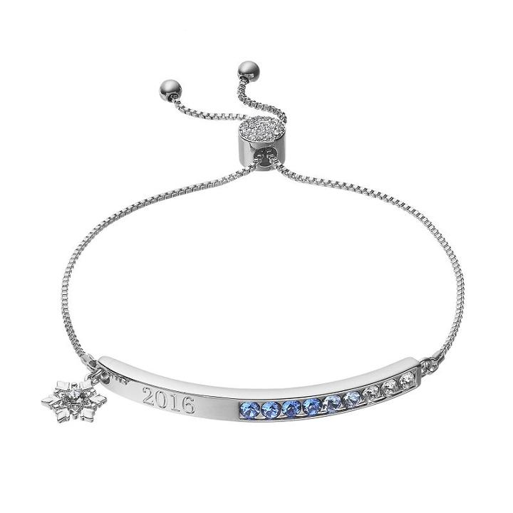 Brilliance 2016 Snowflake Adjustable Bracelet With Swarovski Crystals, Women's, Blue