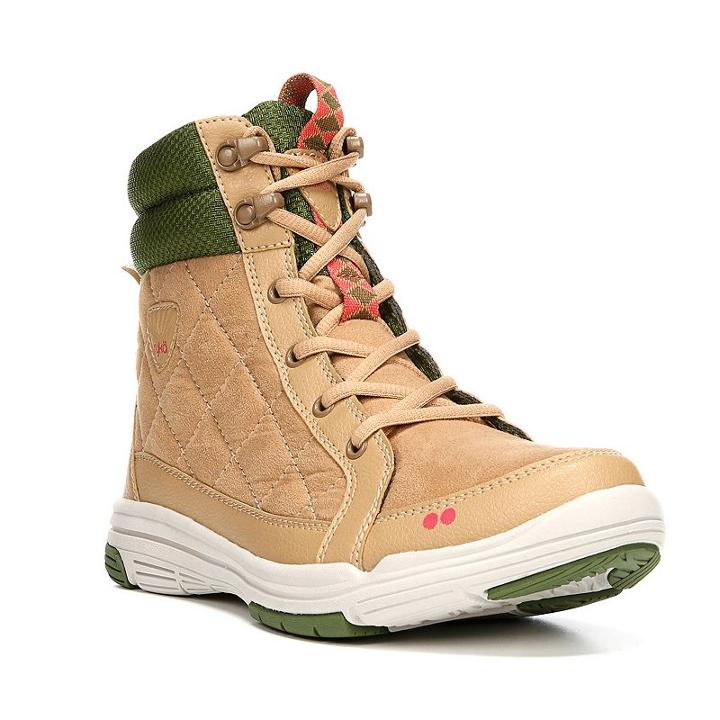 Ryka Aurora Women's Quilted High-top Ankle Booties, Size: 8 Wide, Beig/green (beig/khaki)