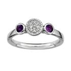 Stacks And Stones Sterling Sterling Silver Amethyst And Diamond Accent Stack Ring, Women's, Size: 9, Grey