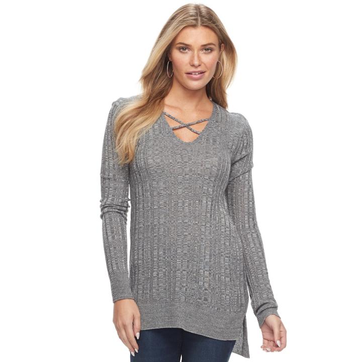 Women's Apt. 9&reg; Embellished Crewneck Tee, Size: Small, Grey
