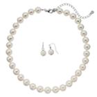 Croft & Barrow Simulated Pearl Necklace & Drop Earring Set, Women's, White