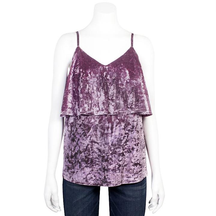 Juniors' Grayson Threads Velvet Flounce Camisole, Girl's, Size: Large, Drk Purple
