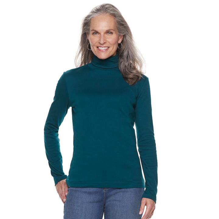 Women's Croft & Barrow&reg; Essential Turtleneck Top, Size: Xxl, Dark Blue