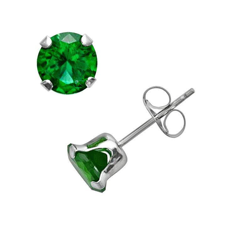 10k White Gold Lab-created Emerald Stud Earrings, Women's, Green