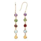 14k Gold Over Silver Gemstone Linear Drop Earrings, Women's, Multicolor