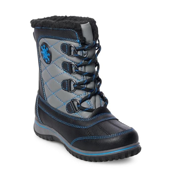 Totes Solomon Quilted Boys' Winter Boots, Size: 3, Oxford