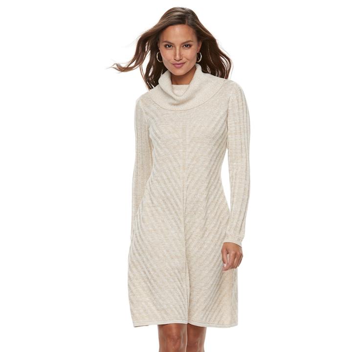 Women's Dana Buchman Mitered Cowlneck Sweater Dress, Size: Xs, Brown Oth