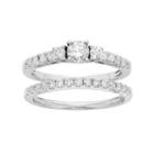 Igl Certified Diamond 3-stone Tiered Engagement Ring Set In 14k White Gold (1 Carat T.w.), Women's, Size: 5