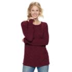 Women's Sonoma Goods For Life&trade; Lattice Cable-knit Crewneck Sweater, Size: Small, Dark Red