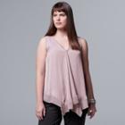 Plus Size Simply Vera Vera Wang Handkerchief Tank, Women's, Size: 1xl, Med Purple