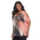 Plus Size Apt. 9&reg; Mixed-media V-neck Top, Women's, Size: 2xl, Lt Orange