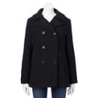 Women's Excelled Double-breasted Faux-wool Peacoat, Size: Medium, Grey (charcoal)