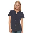 Petite Croft & Barrow&reg; Button-down Pocket Shirt, Women's, Size: S Petite, Blue